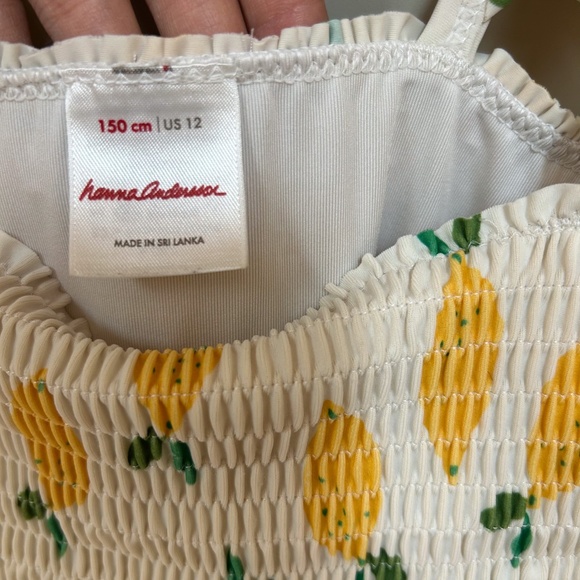 HANNA ANDERSSON Lemon smocked swim top tank peplum sz US 12 / 150cm - Picture 3 of 12